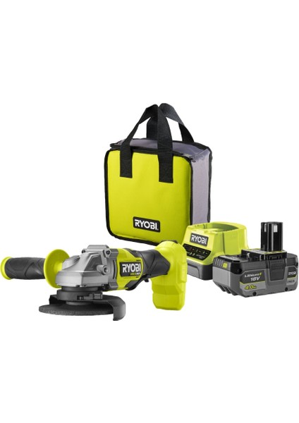 Ryobı RAG18X-1C40S Akülü Avuç Taşlama Makinesi One+ Kömürsüz 18V Li-Ion 4 Ah