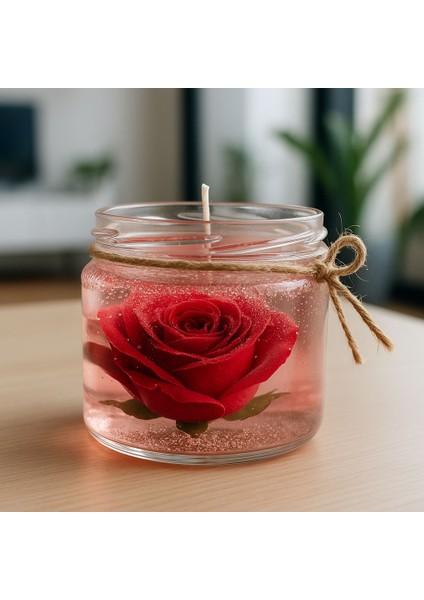 Yasemin Kokulu Gül Tasarımlı Jel Mum – 330 gr %100 Doğal, El Yapımı, Dekoratif