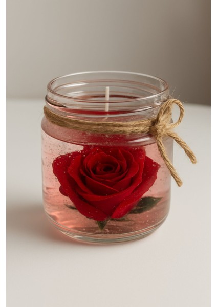 Yasemin Kokulu Gül Tasarımlı Jel Mum – 330 gr %100 Doğal, El Yapımı, Dekoratif fiyatları