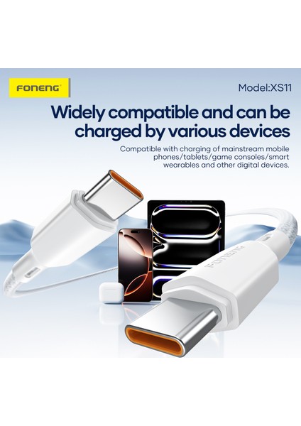 Samsung Huawei Xiaomi iPhone Uyumlu 60W Type-C To Type-C 1 Metre Foneng Örgü Hızlı Şarj Data Kablosu