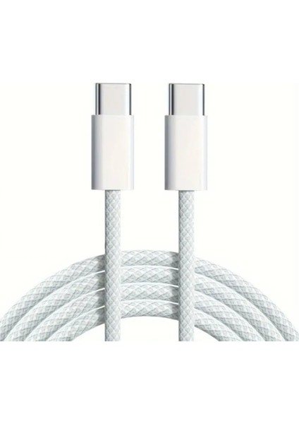 iPhone Samsung Xiaomi Huawei Type-c to Type-C 60W 1M Halat Örgü Hızlı Şarj ve Data Kablosu
