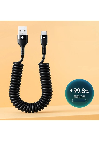 iPhone Samsung Xiaomi Huawei Uyumlu 120W 1 Metre Spiralli Type-C Kırılmaz Uç Hızlı Şarj Data Kablosu