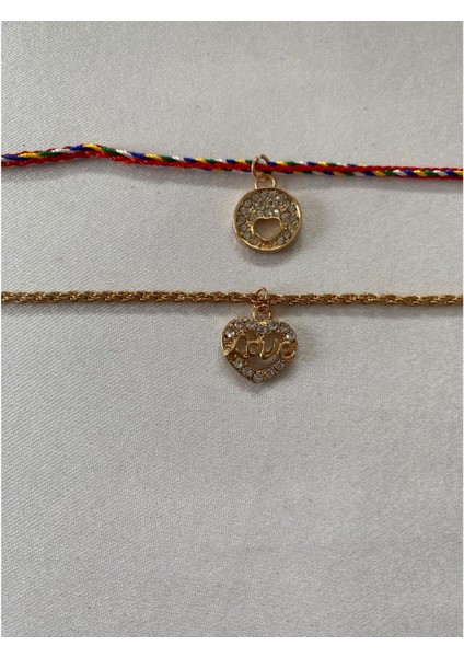 Love Temalı Parlak Taşlı Ikili Halhal modelleri