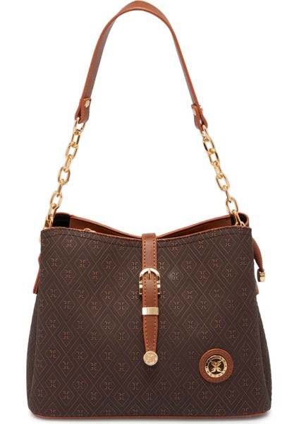 Kahve Print Kadın Omuz Çantası - S1WPR0000802-R1P