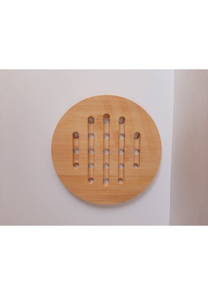 Ahşap Bambu Nihale Çaydanlık Altlığı Yuvarlak Delikli Tencere Altlığı Çaydanlık Matı
