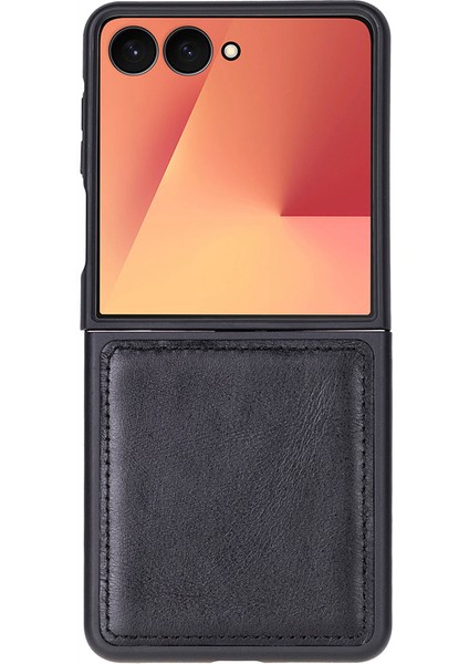 Bloomcase Flex Obsidian Black Hakiki Deri Samsung Galaxy Z Flip 7 Kılıf(6.9"-4.1")
