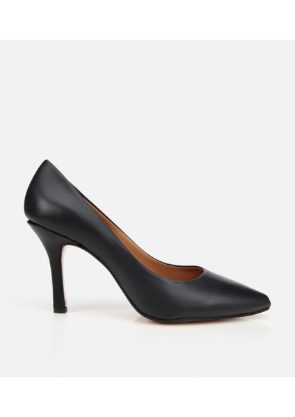 01AYH312530A100 KADIN Deri Siyah Yüksek Topuklu Stiletto