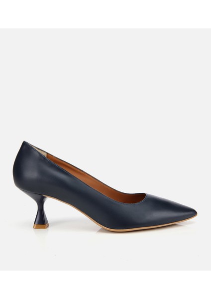 01AYH312480A680 KADIN Deri Lacivert Esnek Tabanlı Ince Topuklu Stiletto