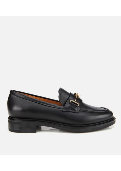 01AYH312960A100 KADIN Deri Siyah Tokalı Klasik Loafer