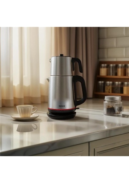 Royaltea 1711h Çay Makinesi 1 l Demlik 1,9 l Su Isıtıcı Kapasiteli Çelik İnox Siyah Tasarım