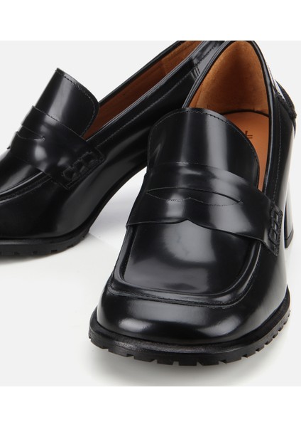 01AYH312770A100 KADIN Açma Deri Siyah Topuklu Klasik Loafer modelleri