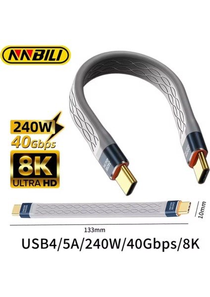 Thunderbolt 4 E-Marker Çip 240W 40Gbps 8K+4K Type-C To Type-C Usb 4.0 Vİdeo Görüntü Şarj ve Data Kablosu Ce Lisanslı Sertifikalı fırsatları