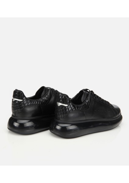 02AYH305130A100 ERKEK Deri Siyah Yüksek Tabanlı Spor Ayakkabı fırsatları