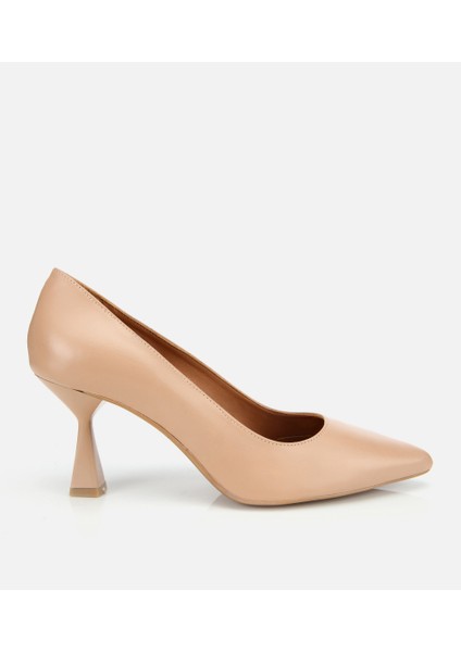 01AYH312510A330 KADIN Deri Bej Esnek Tabanlı Ince Topuklu Stiletto