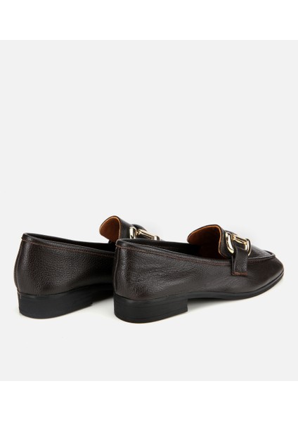 01AYH312390A480 KADIN Deri Kahverengi Tokalı Klasik Loafer fırsatları