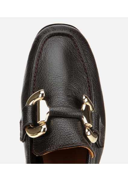 01AYH312390A480 KADIN Deri Kahverengi Tokalı Klasik Loafer indirimleri