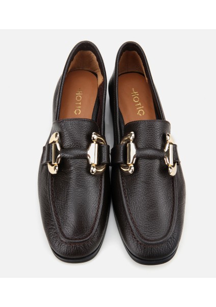 01AYH312390A480 KADIN Deri Kahverengi Tokalı Klasik Loafer