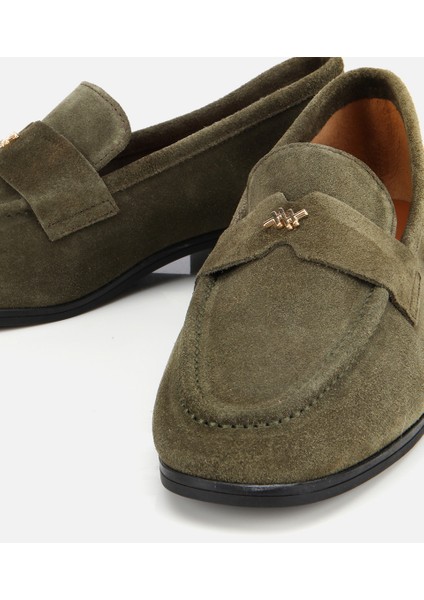 01AYH312410A840 KADIN Süet Deri Haki Yumuşak Dokulu Klasik Loafer modelleri