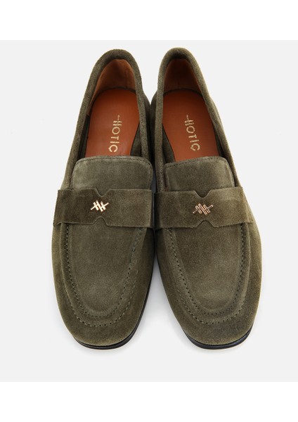 01AYH312410A840 KADIN Süet Deri Haki Yumuşak Dokulu Klasik Loafer