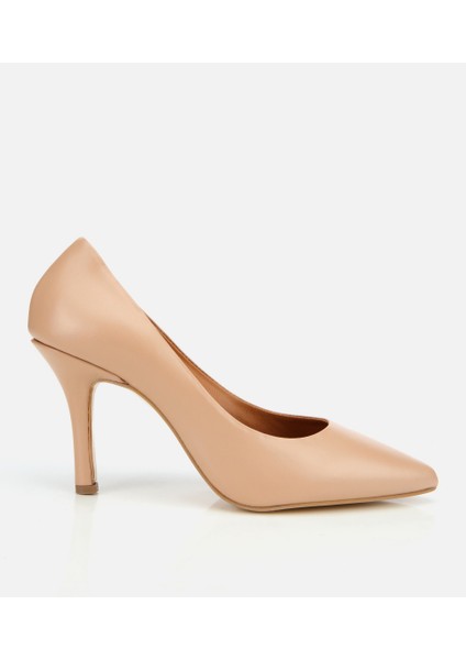 01AYH312530A330 KADIN Deri Bej Yüksek Topuklu Stiletto