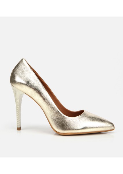 01AYH312570A540 KADIN Deri Gold Yüksek Topuklu Stiletto