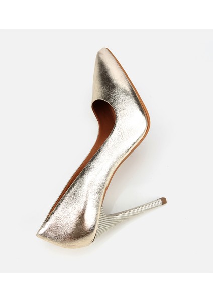01AYH312570A540 KADIN Deri Gold Yüksek Topuklu Stiletto