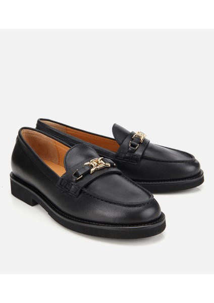 01AYH315380A100 KADIN Deri Siyah Tokalı Klasik Loafer fiyatları