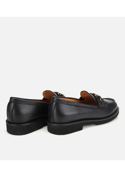 01AYH315380A100 KADIN Deri Siyah Tokalı Klasik Loafer fırsatları