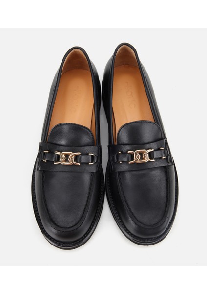 01AYH315380A100 KADIN Deri Siyah Tokalı Klasik Loafer