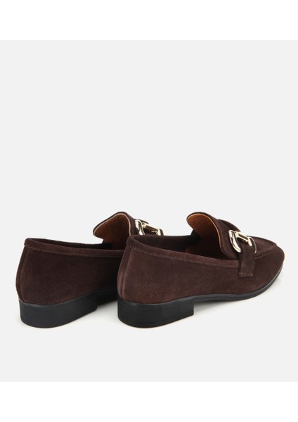 01AYH312400A480 KADIN Süet Deri Kahverengi Tokalı Klasik Loafer fırsatları