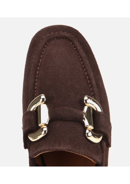 01AYH312400A480 KADIN Süet Deri Kahverengi Tokalı Klasik Loafer indirimleri