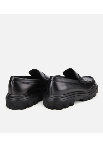 02AYH311400A100 ERKEK Deri Siyah Yüksek Tabanlı Klasik Loafer fırsatları