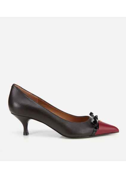 01AYH313670A784 KADIN Deri Bordo Fiyonk Detaylı Ince Topuklu Stiletto