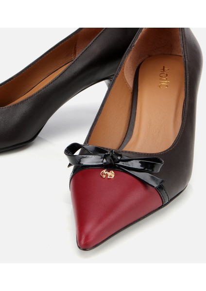 01AYH313670A784 KADIN Deri Bordo Fiyonk Detaylı Ince Topuklu Stiletto modelleri