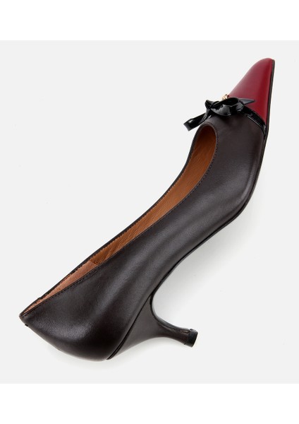 01AYH313670A784 KADIN Deri Bordo Fiyonk Detaylı Ince Topuklu Stiletto