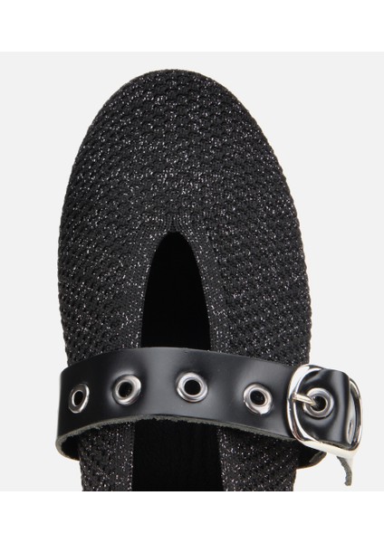 01AYH316560A100 KADIN Siyah Örgü Detaylı Mary Jane Kemerli Babet fırsatları