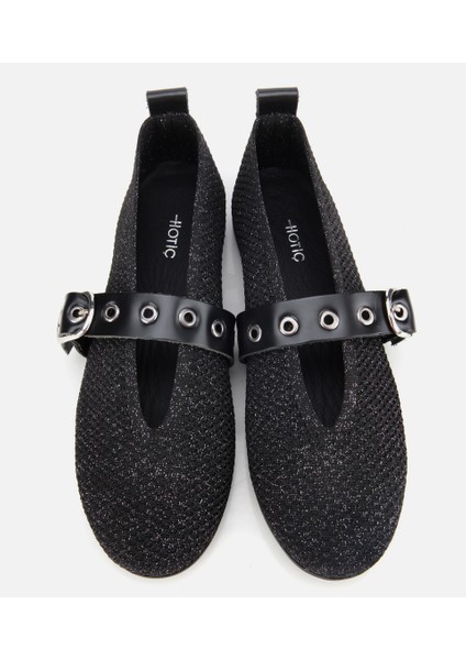 01AYH316560A100 KADIN Siyah Örgü Detaylı Mary Jane Kemerli Babet indirimleri