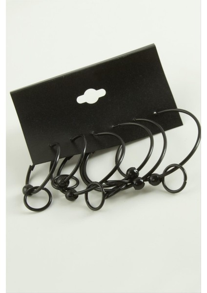 Msa-Shop Noktalı Iç Içe Metal Halka Küpe 6 Adet-Siyah fiyatları