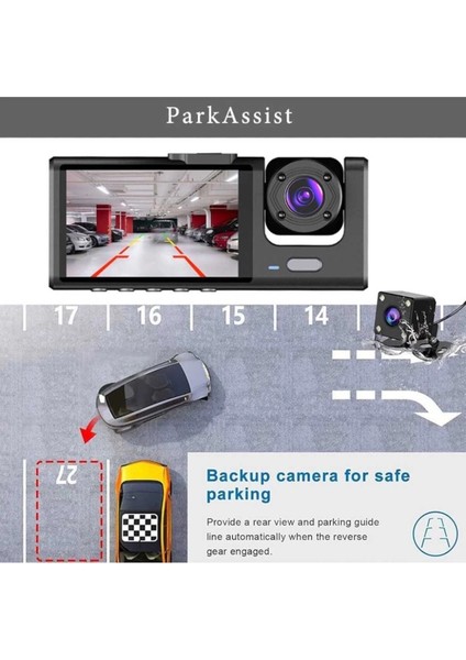 1080P Wifi Full Hd Araç Içi Kamera Arka Ön Iç Kayıt 3 Kamera Gece Görüşlü Gsensör Geniş Açı fırsatları