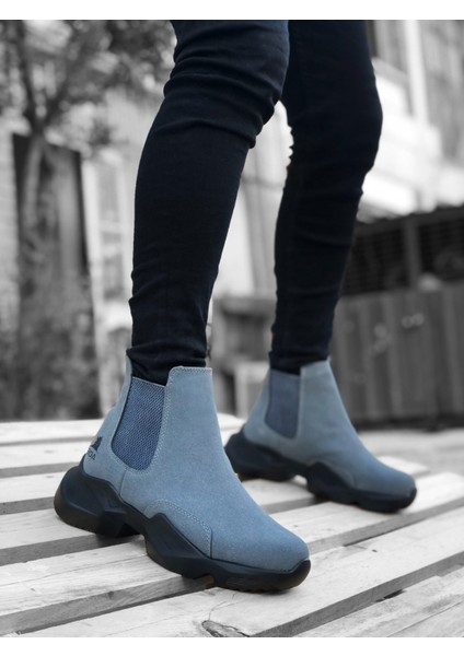 ET0444 Bağcıksız Rahat Yüksek Taban Füme Erkek Spor Yarım Bilek Bot fiyatları