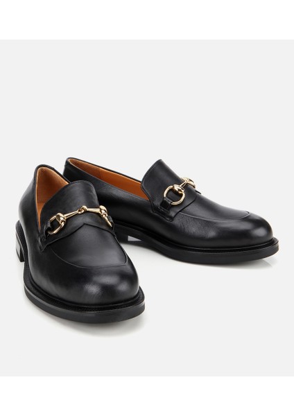01AYH312980A100 KADIN Deri Siyah Tokalı Klasik Loafer fiyatları