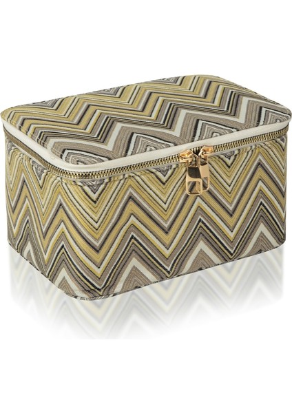 Çok Renkli Zigzag Makyaj Çantası, Pratik ve Şık Seyahat Aksesuarı