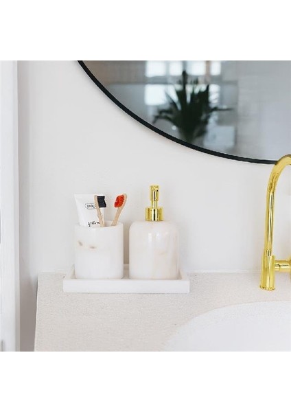 Mermer Beyaz 3 Parça Banyo Seti Mutfak Sıvı Sabunluk Seti indirimleri