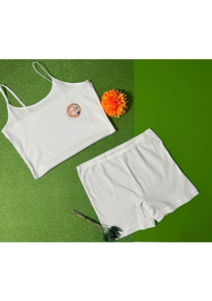 Kadın Atlet - Şort Boxer 2'li Set Beyaz Takım fiyatları