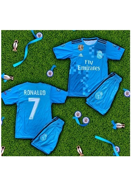 Real Madrid Ronaldo 2018 Deplasman Turkuaz Çocuk Halı Saha Forması