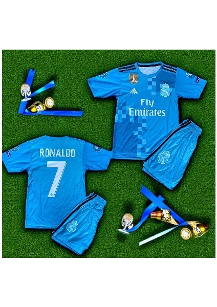 Real Madrid Ronaldo 2018 Deplasman Turkuaz Çocuk Halı Saha Forması fiyatları