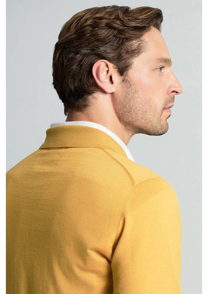 Merino Yünü Polo Yaka Sarı Triko fırsatları