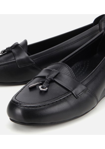 01AYH315590A100 KADIN Deri Siyah Dolgu Topuklu Rahat Günlük Loafer modelleri