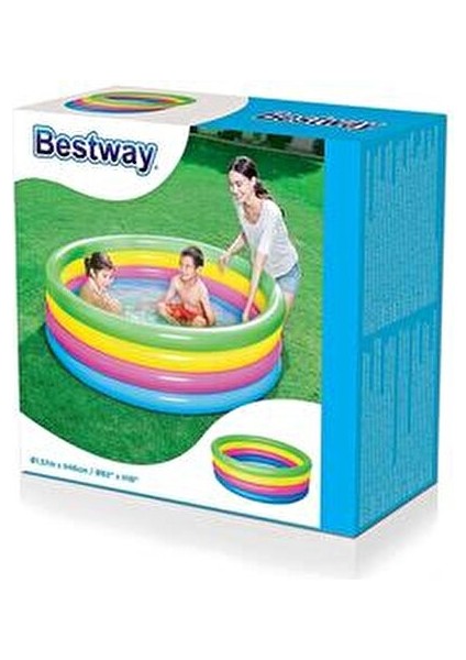 Renkli Şişme Havuz 157 cm Çapında 46 cm Yükseklikte Bebekler İçin Eğlenceli indirimleri