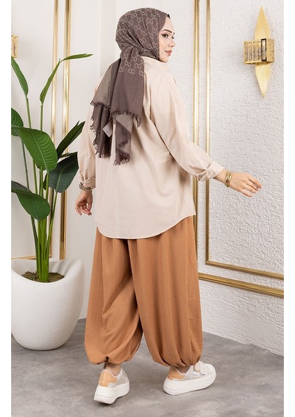 Beli Lastikli Şalvar Pantolon 0001-06 Taba fırsatları
